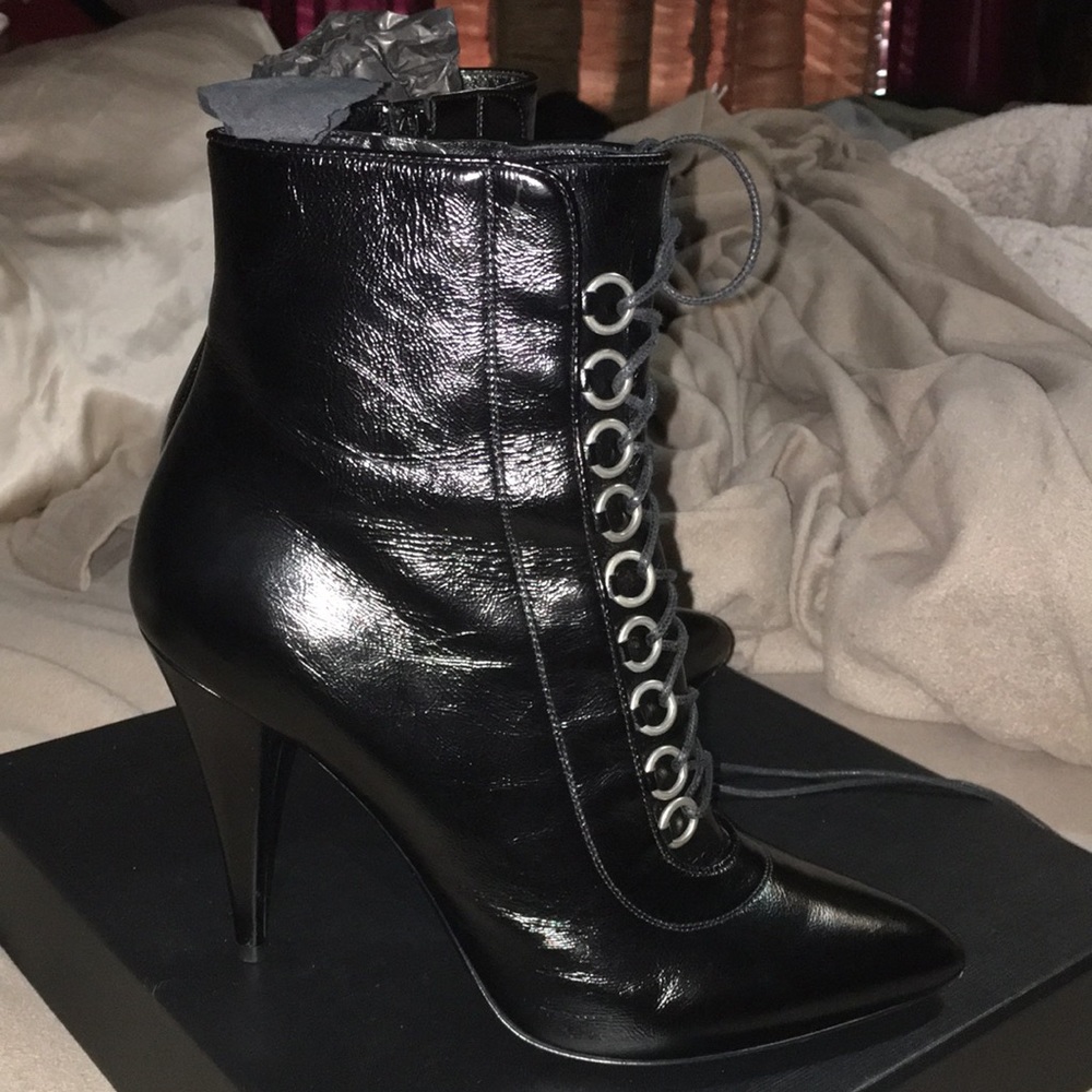 Yves Saint Laurent Black Ankle Boots View 3
